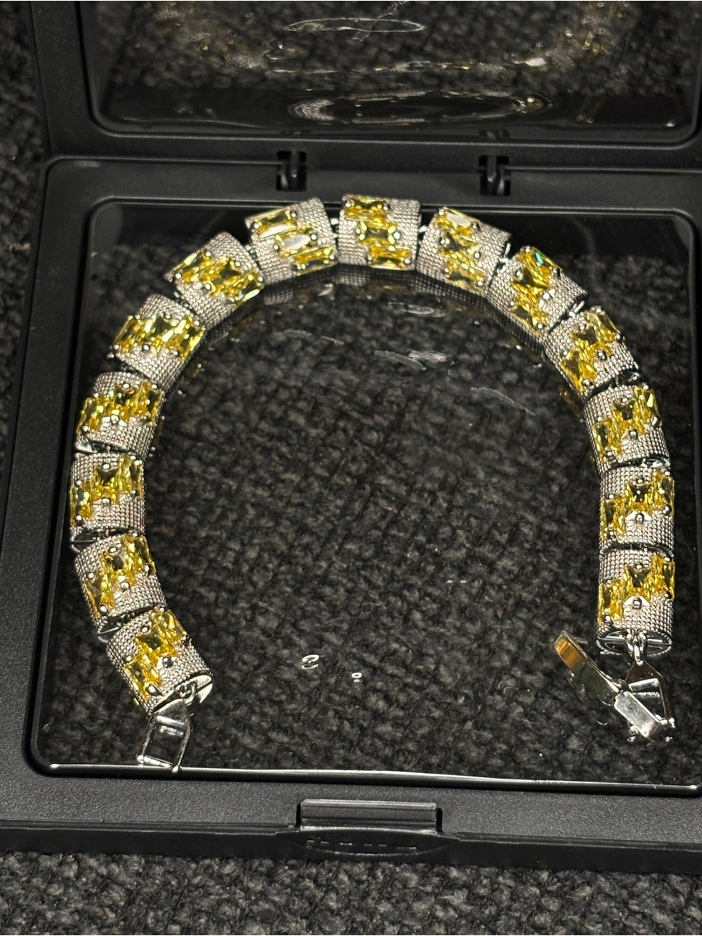Yellow Crystal Tennis Bracelet for Women - Sparkling Silver Setting